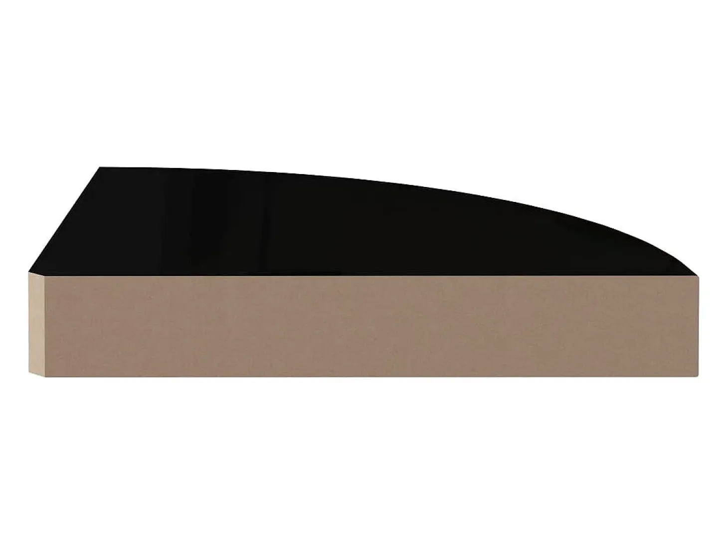 323889 Estante flotante de esquina negro alto brillo 25x25x3,8 cm MDF