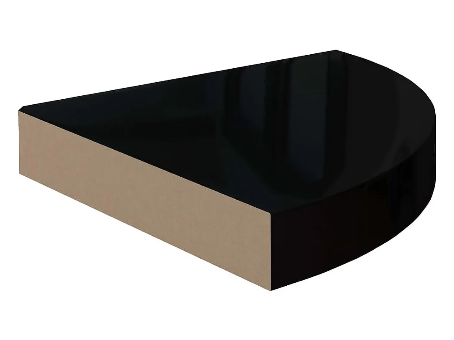 323889 Estante flotante de esquina negro alto brillo 25x25x3,8 cm MDF