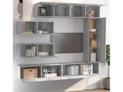 7 pzas Muebles TV madera contrachapada gris Sonoma YOE78606