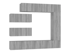 7 pzas Muebles TV madera contrachapada gris Sonoma YOE78606