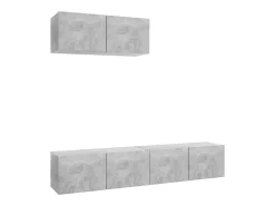 3 pzas Muebles TV madera ingeniería gris hormigón YOE35509