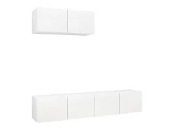 3 pzasMuebles de TV de madera de ingeniería blanco YOE73416