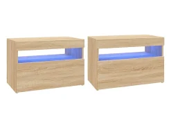 2 uds Muebles TV con luces LED roble Sonoma 60x35x40 cm YOE38552