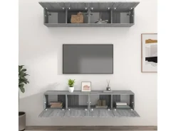 4 uds Muebles TV madera contrachapada gris Sonoma 80x30x30 cm YOE15117