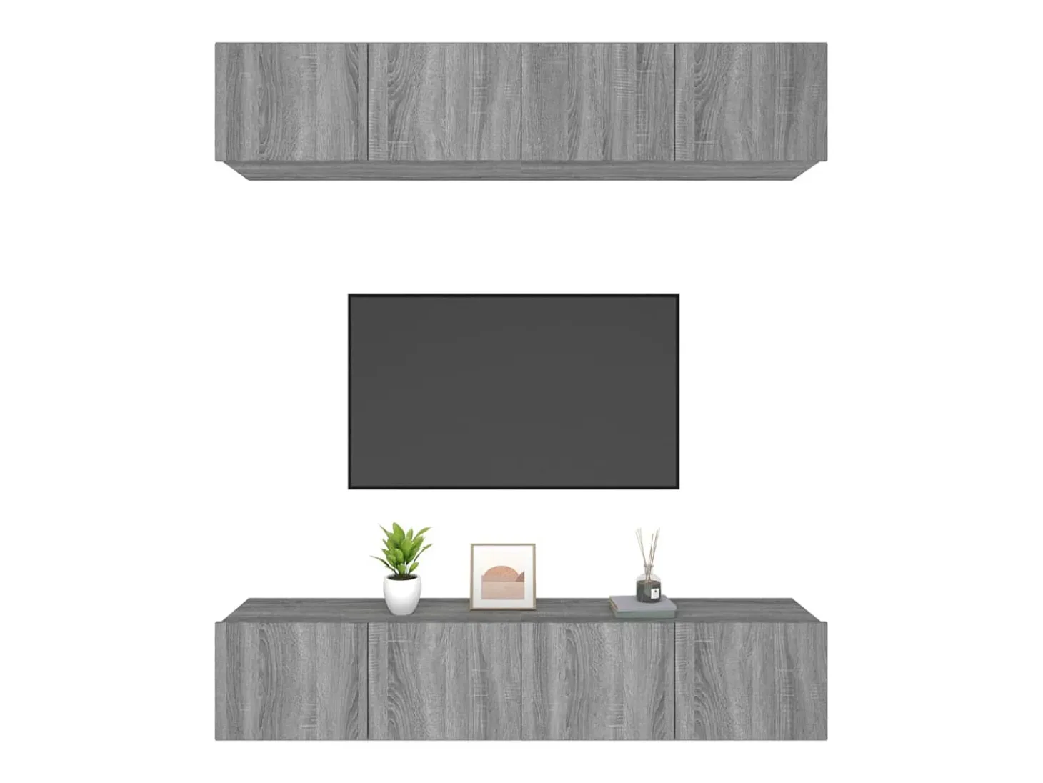 4 uds Muebles TV madera contrachapada gris Sonoma 80x30x30 cm YOE15117