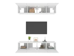 4 uds Muebles TV madera contrachapada blanco 80x30x30 cm YOE16635