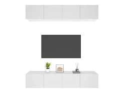 4 uds Muebles TV madera contrachapada blanco 80x30x30 cm YOE16635