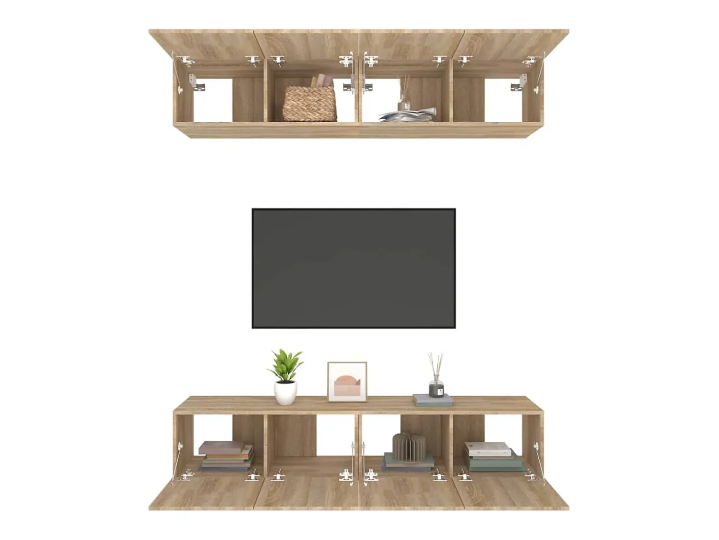 4 uds Muebles TV madera contrachapada roble Sonoma 80x30x30 cm YOE64950