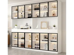 2 Vitrinas altas modernas de cristal - 120 x 36 x 200 cm - con LED + 6 puertas - para colecciones/dormitorio - aglomerado - blanco