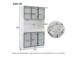 2 Vitrinas altas modernas de cristal - 120 x 36 x 200 cm - con LED + 6 puertas - para colecciones/dormitorio - aglomerado - blanco