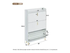 2 zapateros de 3 puertas - 2 x 80 x 23 x 123,5 cm - estante regulable con 6 compartimentos - MDF - blanco