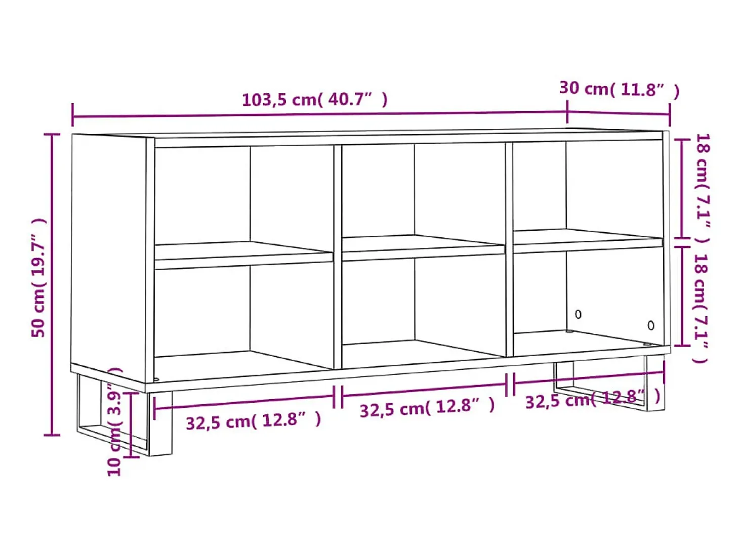 Adolfo Mueble de TV madera de ingeniería blanco brillo 103,5x30x50 cm