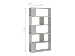 Adrik Estantería madera contrachapada gris hormigón 80x24x159cm