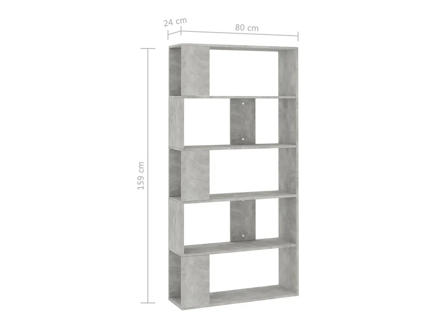 Adrik Estantería madera contrachapada gris hormigón 80x24x159cm