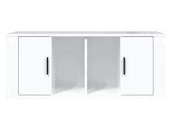 Alfinn Mueble de TV madera contrachapada blanco brillo 100x35x40 cm