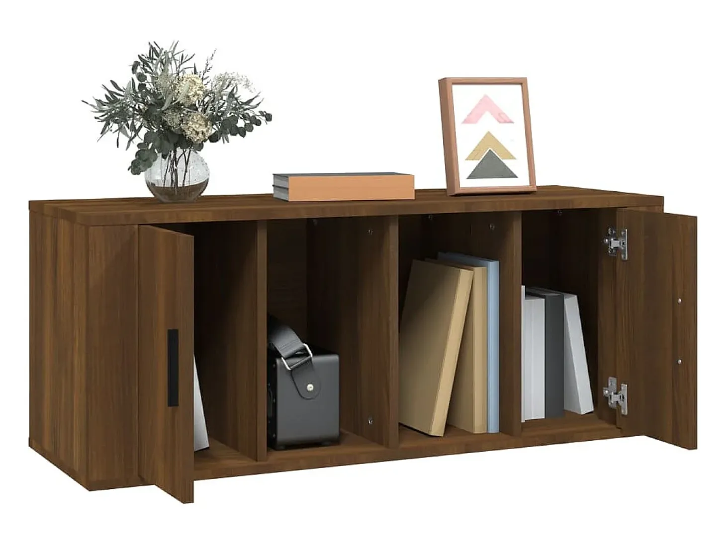 Alfinn Mueble TV madera contrachapada color marrón roble 100x35x40 cm
