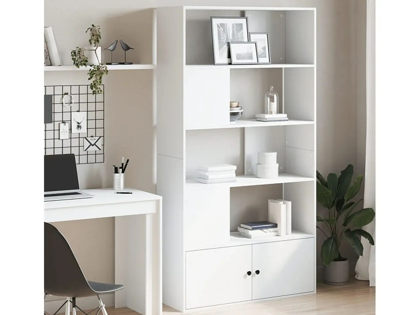 Allentown Estantería de madera de ingeniería blanca 100x36x189 cm