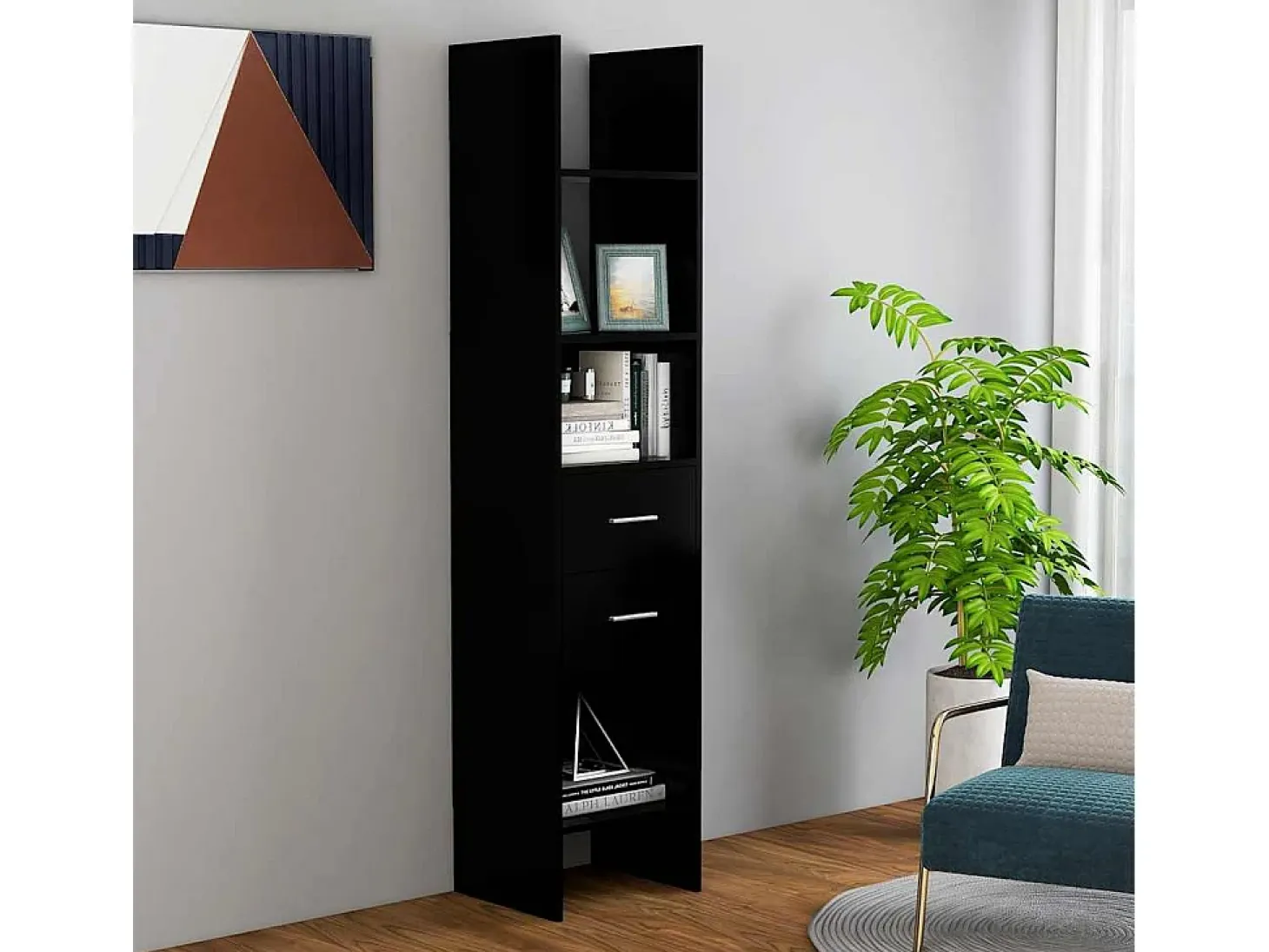 Ammon Estantería de madera contrachapada negro 40x35x180 cm