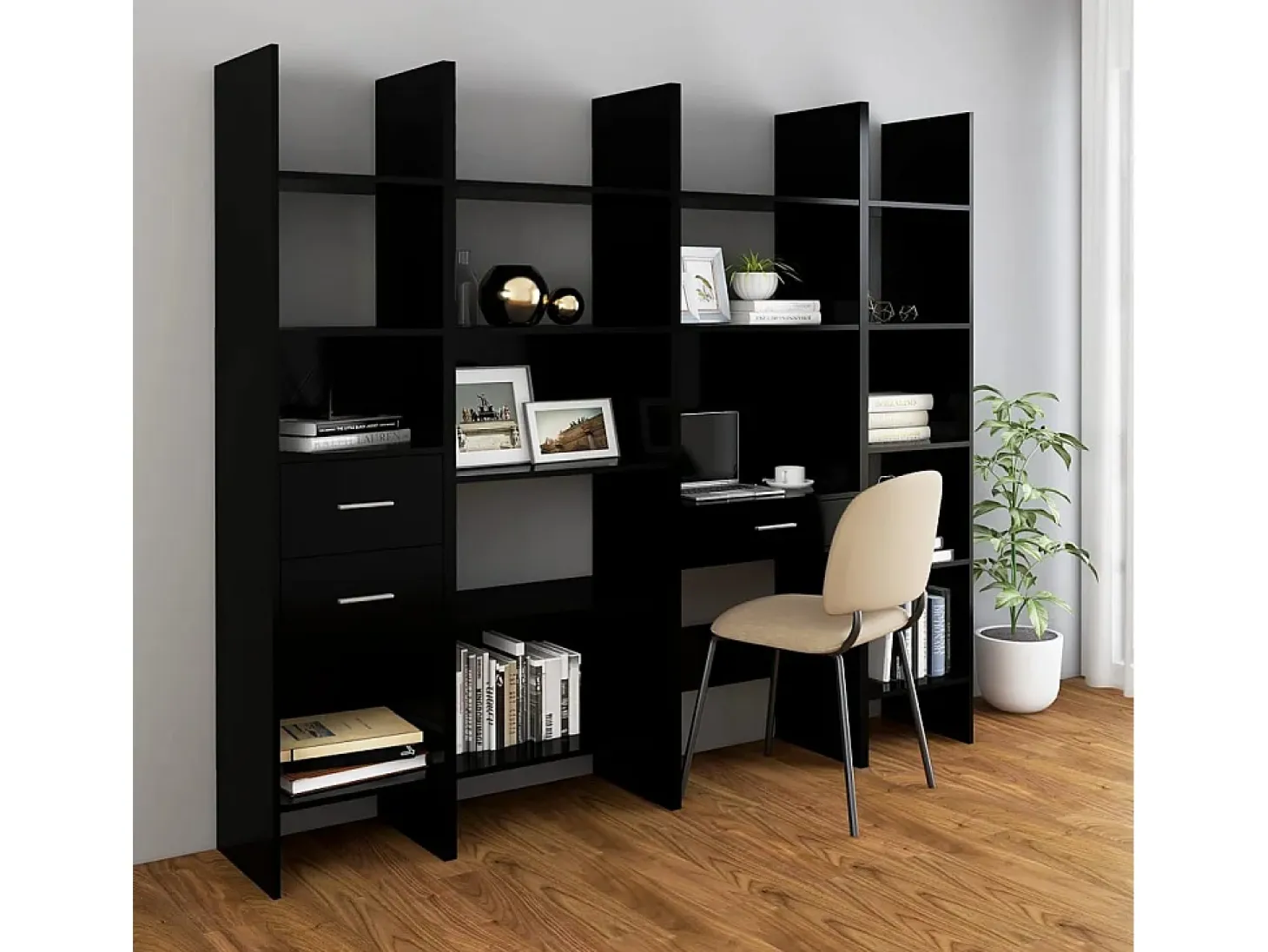 Ammon Estantería de madera contrachapada negro 40x35x180 cm