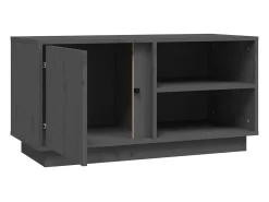 Anne-Suzanne Mueble de TV madera maciza de pino gris 80x35x40,5 cm