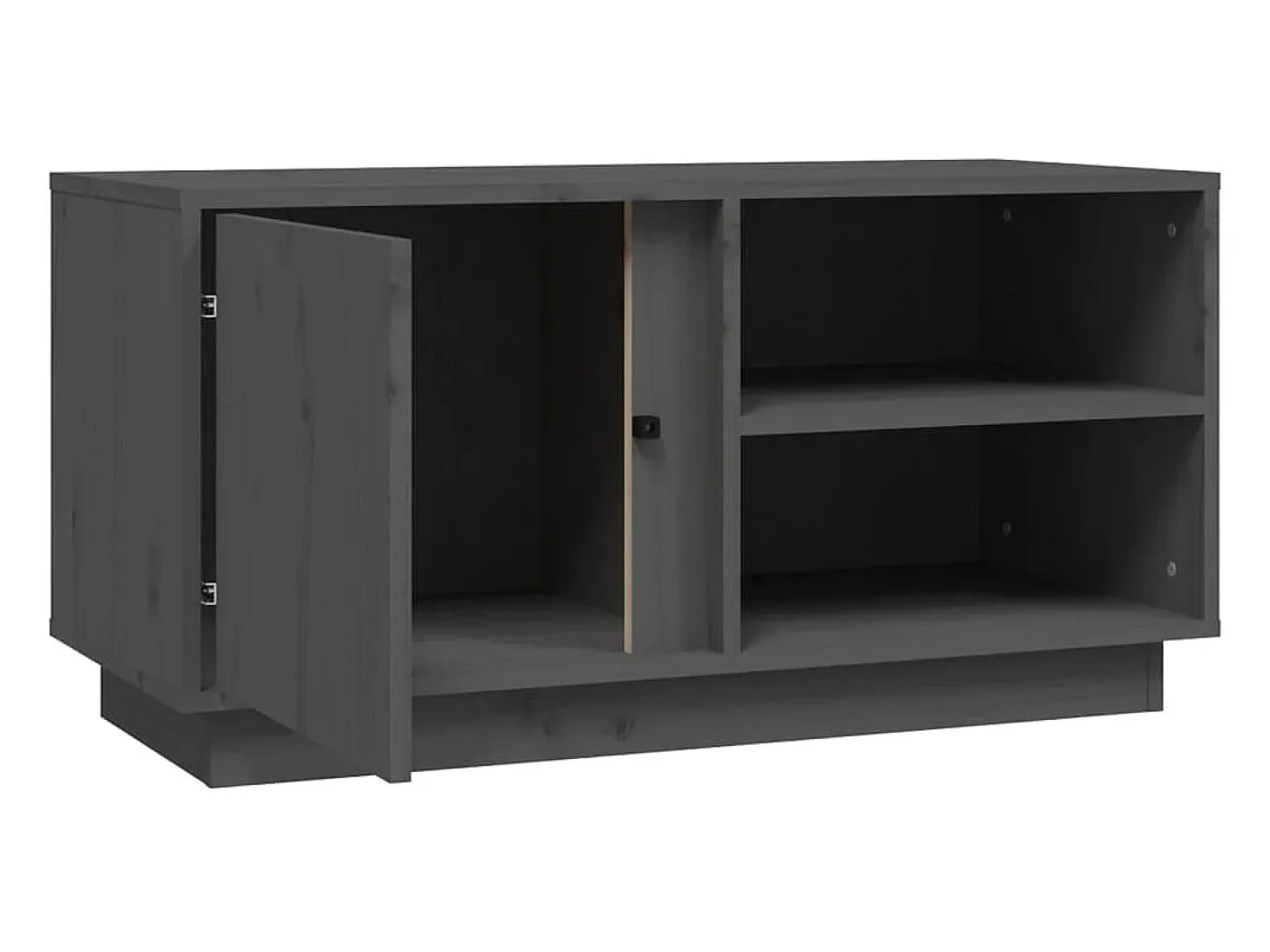 Anne-Suzanne Mueble de TV madera maciza de pino gris 80x35x40,5 cm