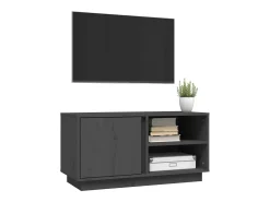 Anne-Suzanne Mueble de TV madera maciza de pino gris 80x35x40,5 cm