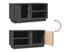 Anne-Suzanne Mueble de TV madera maciza de pino gris 80x35x40,5 cm