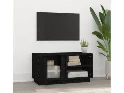 Anne-Suzanne Mueble de TV madera maciza de pino negro 80x35x40,5 cm