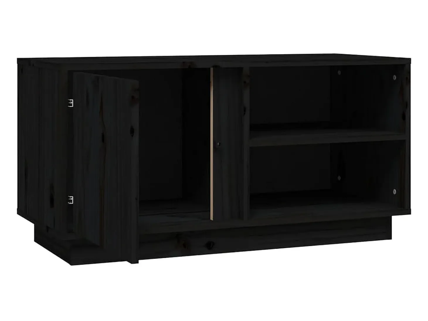 Anne-Suzanne Mueble de TV madera maciza de pino negro 80x35x40,5 cm
