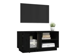 Anne-Suzanne Mueble de TV madera maciza de pino negro 80x35x40,5 cm