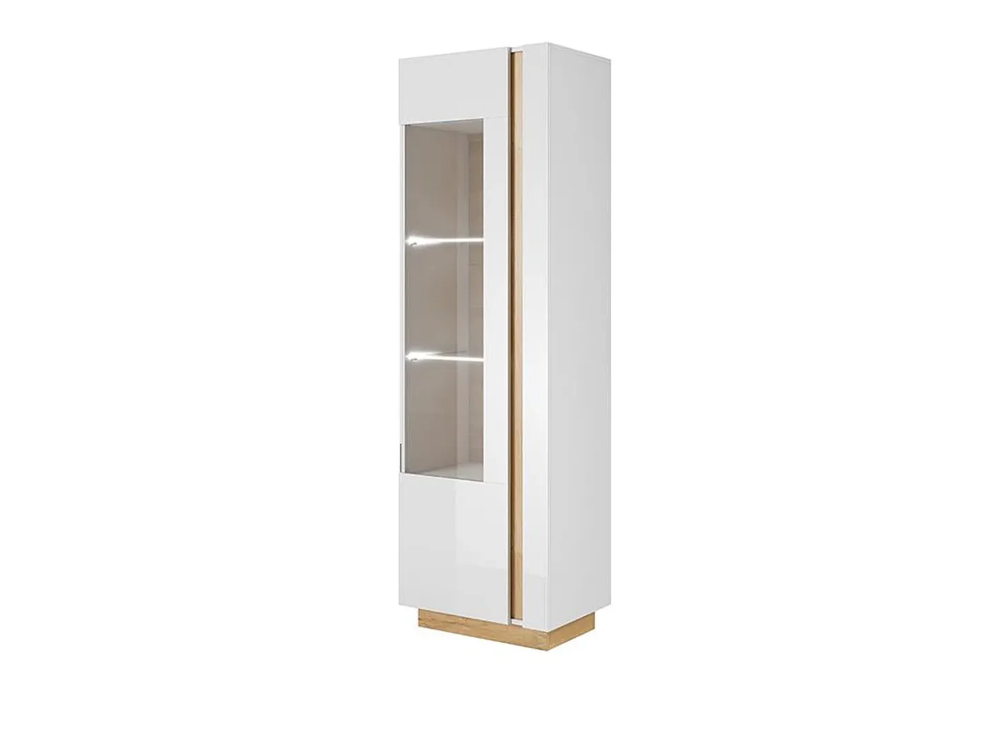 Aparador - 1 puerta - Con LEDs - Blanco brillante y roble - MURARI