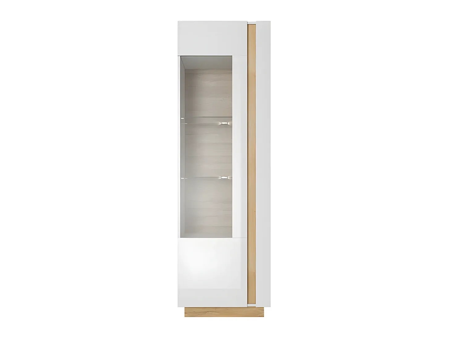Aparador - 1 puerta - Con LEDs - Blanco brillante y roble - MURARI