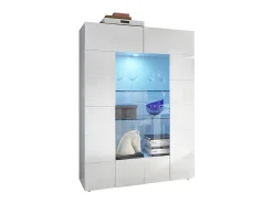 Aparador - LEDS 2 PORTES cristal - Blanco lacado CALISTO