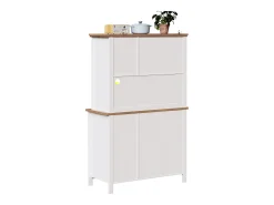 Aparador alto blanco - Aparador con 1 cajón y 5 puertas - Iluminación LED y almacenaje abierto - para cocina y salón