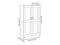 Aparador alto en madera de roble labrada artesanalmente 82,5x30,5x150 cm