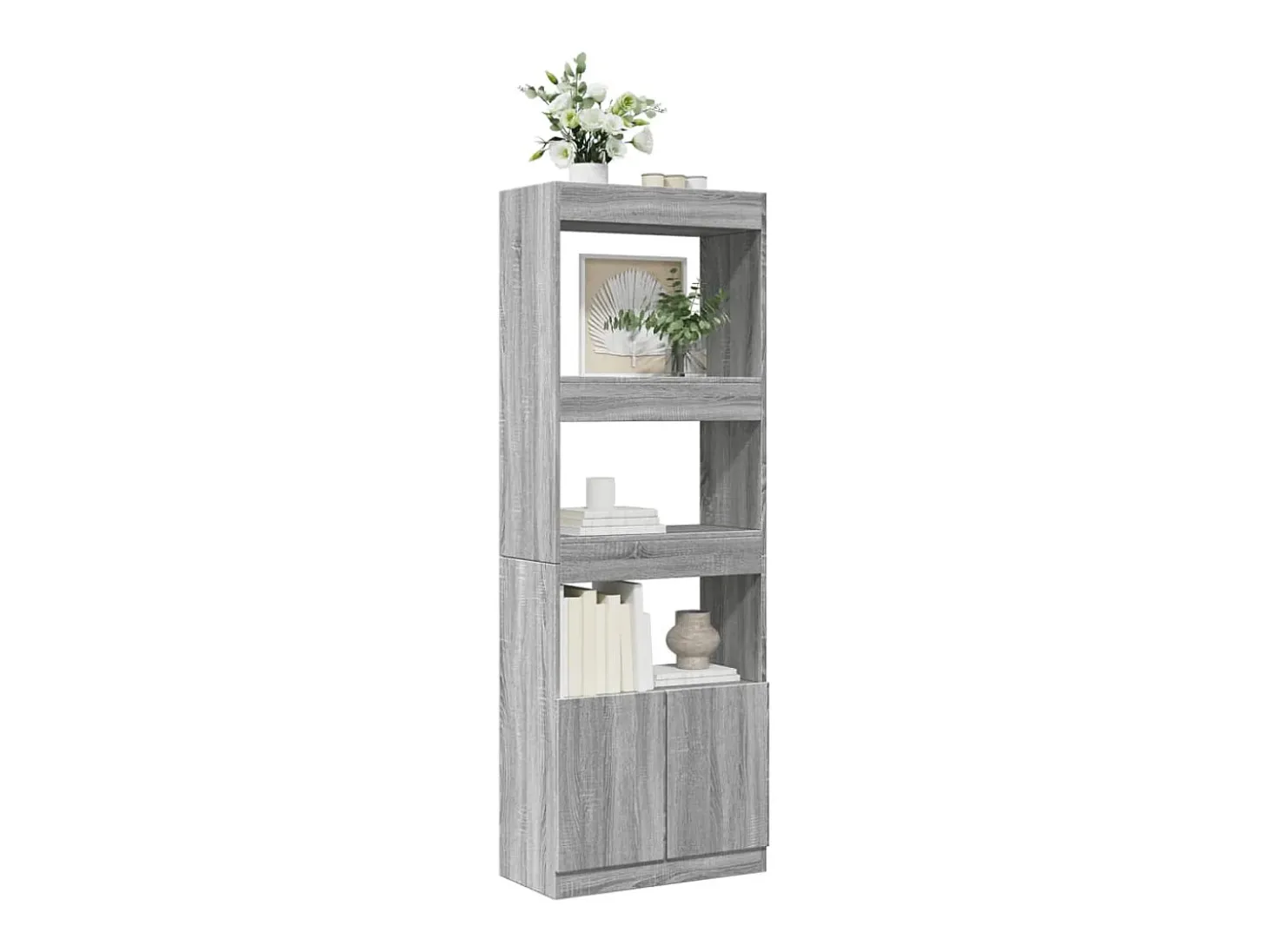 Aparador alto madera de ingeniería gris Sonoma 63x33x180 cm