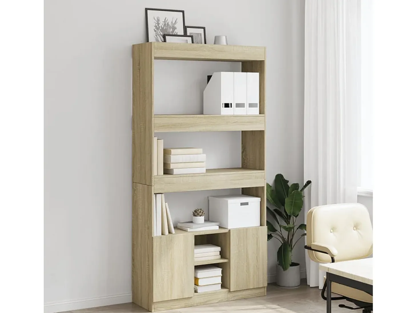 Aparador alto madera de ingeniería roble Sonoma 92x33x180 cm