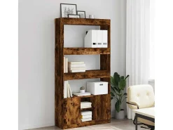 Aparador alto madera de ingeniería roble ahumado 92x33x180 cm