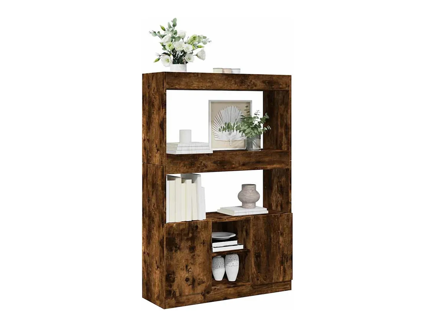Aparador alto madera de ingeniería roble ahumado 92x33x140 cm
