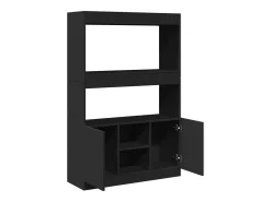 Aparador alto madera de ingeniería negro 92x33x140 cm