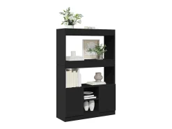 Aparador alto madera de ingeniería negro 92x33x140 cm
