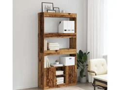 Aparador alto madera ingeniería madera envejecida 92x33x180 cm