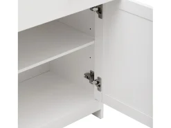 Aparador con veta de madera blanca, mueble de cocina con encimera, 160 x 37 x 75 cm, blanco