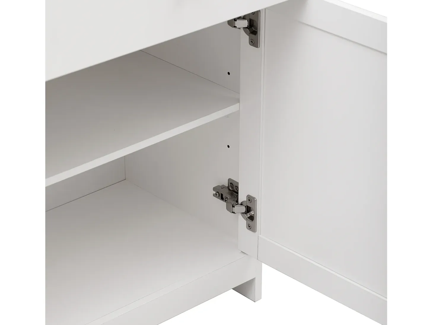 Aparador con veta de madera blanca, mueble de cocina con encimera, 160 x 37 x 75 cm, blanco