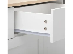 Aparador con veta de madera blanca, mueble de cocina con encimera, 160 x 37 x 75 cm, blanco