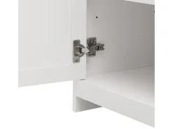 Aparador con veta de madera blanca, mueble de cocina con encimera, 160 x 37 x 75 cm, blanco