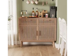 Aparador de 100 cm, mueble de almacenaje con 2 cajones y 2 puertas, mueble de cocina, para salón, madera