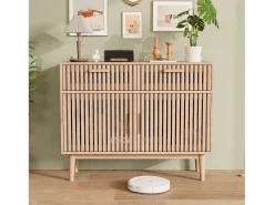 Aparador de 100 cm, mueble de almacenaje con 2 cajones y 2 puertas, mueble de cocina, para salón, madera