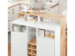 Aparador de Almacenamiento con Encimera Isla de Cocina Múltiple con 2 Puertas 2 Estantes y Soporte para Botellas 105 x 60 x 105 cm Blanco KNL07-WN SoBuy ES