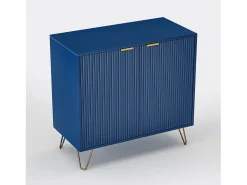 Aparador de cocina con 2 puertas y 2 estantes, para cocina, comedor, salón, azul, 80x40x78 cm